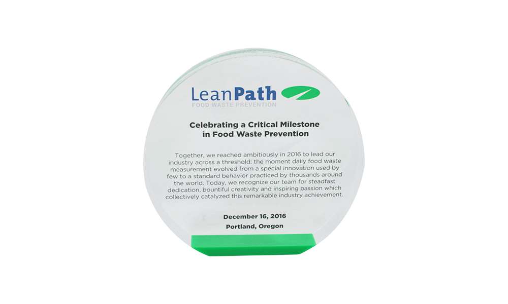 LeanPath Custom Acrylic Sustainability Team Award