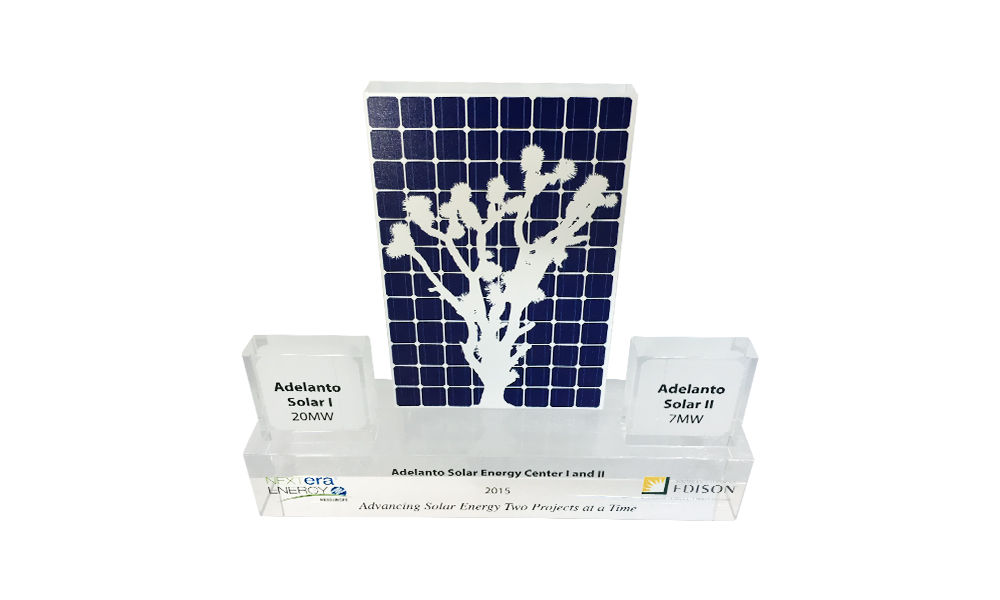 Custom Crystal Award Celebrating Operation of Solar Plants