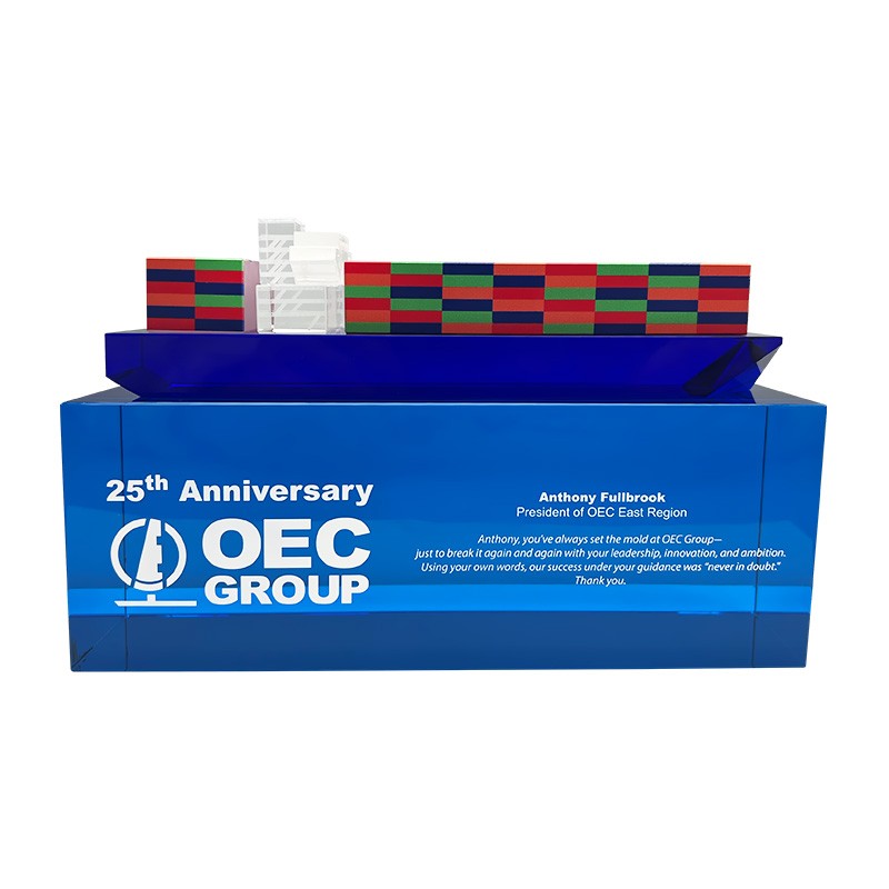Corporate Anniversary Crystal Commemorative Shipping Industry 