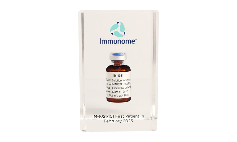 Lucite embedment of cancer drug vial.